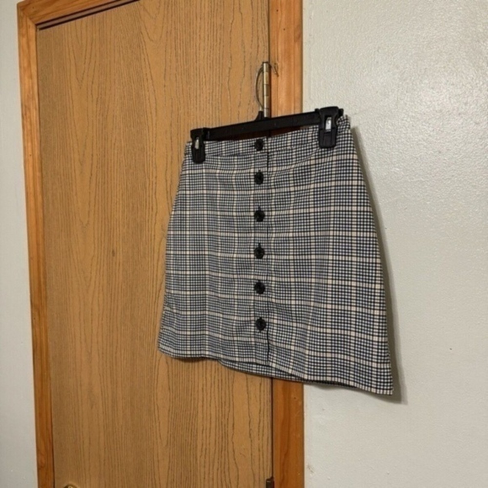 Abercrombie & Fitch XS Multi-Color w/Plaid Print Button-Front A-Line Mini Skirt